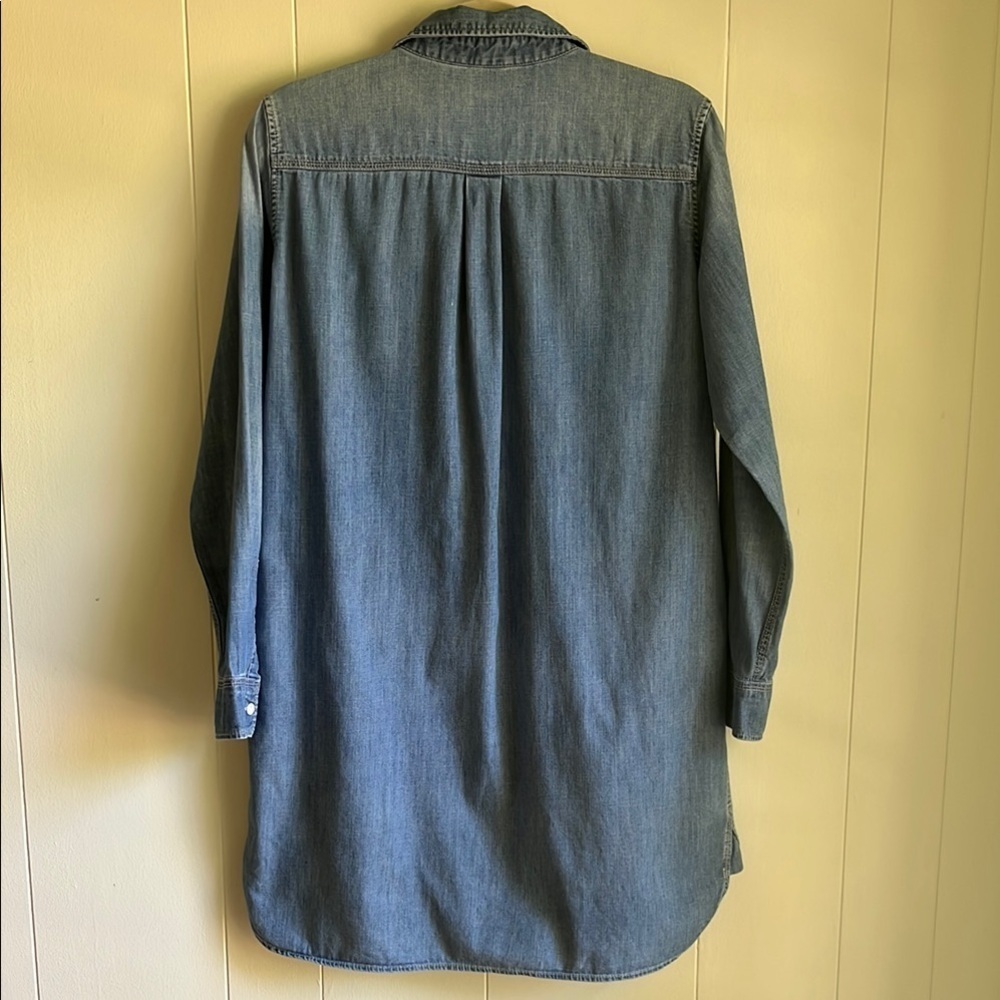 Uniqlo Women’s Denim Long Sleeve Popover Shirt Dress Tunic Top Button Front Sz L - Picture 10 of 13